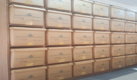 Image showing archived documents in boxes.